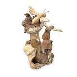 2 Bees on Mushrooms Mini Sculpture 16cm