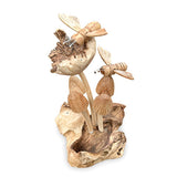 2 Bees on Mushrooms Mini Sculpture 16cm