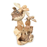 2 Bees on Mushrooms Mini Sculpture 16cm