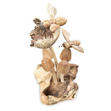 2 Bees on Mushrooms Mini Sculpture 16cm