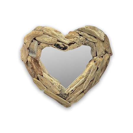 Driftwood Heart Mirror 30cm