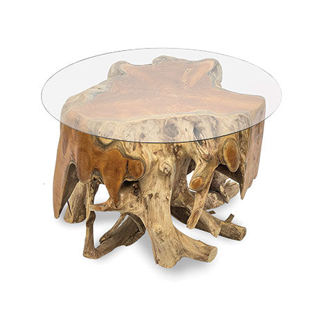 Root Round Spider Coffee Table small with 80cm Glass