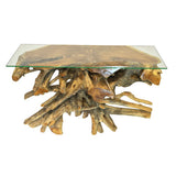 Root Console Table small with 135cm x 47cm glass. 80cm H