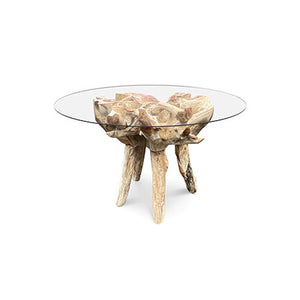 Root Round Dining Table small with 120cm round glass