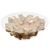 Root Lombok coffee table round large with 110cm glass