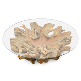 Root Lombok coffee table round large with 110cm glass