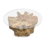 Root Lombok Coffee Table round small with 90cm round glass