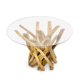 Root Driftwood Coffee Table with 90cm round glass