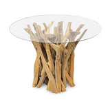 Root Driftwood Round Dining Table with 120cm round glass