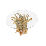 Root Driftwood Round Dining Table with 120cm round glass