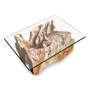 Root Lombok Coffee Table rectangle with 100 x 70cm glass