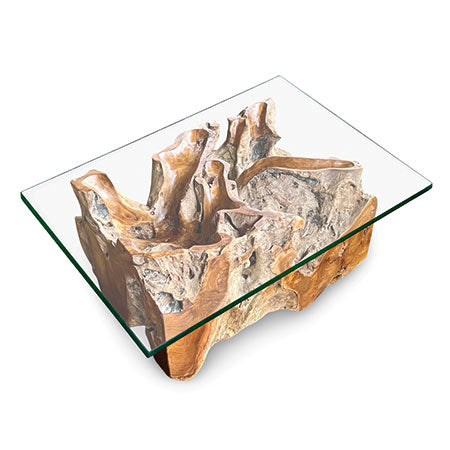 Root Lombok Coffee Table rectangle with 100 x 70cm glass