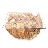 Root Lombok Coffee Table rectangle with 100 x 70cm glass