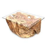 Root Lombok Coffee Table rectangle with 100 x 70cm glass