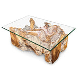 Root Lombok Coffee Table rectangle with 100 x 70cm glass