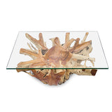 Root Lombok Coffee Table rectangle with 100 x 70cm glass