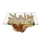 Root Lombok Coffee Table rectangle with 100 x 70cm glass