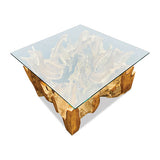 Root Square Lombok Coffee Table small with 90x90cm glass