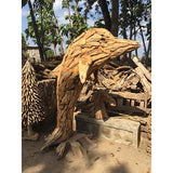 Driftwood Leaping Giant Dolphin Sculpture