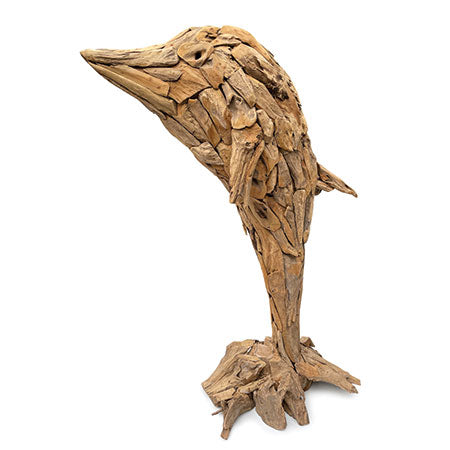 Driftwood Leaping Giant Dolphin Sculpture