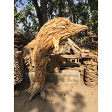 Driftwood Leaping Giant Dolphin Sculpture